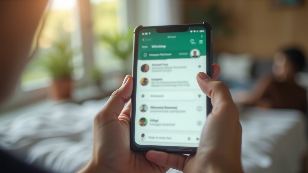 Smartphone showing WhatsApp interface with messaging conversation and contact list visible